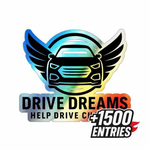 Holographic Die-Cut Stickers - Drive Dreams Design for Car Enthusiasts Black