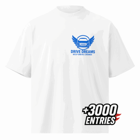 DDG Men’s organic oversized White high neck t-shirt Blue Logo