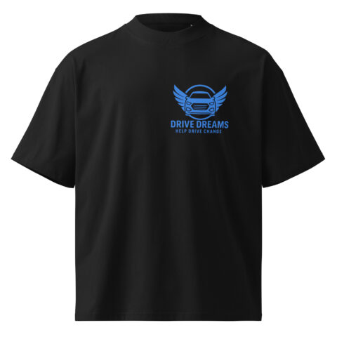 DDG Men's organic oversized Black high neck t-shirt Blue Logo