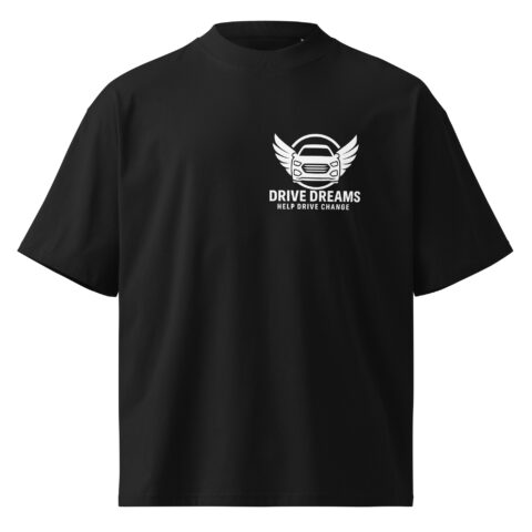 DDG Men's organic oversized Black high neck t-shirt White Logo