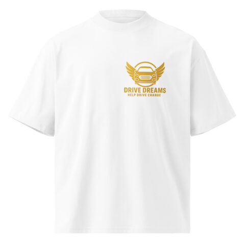 DDG Men's organic oversized White high neck t-shirt Gold Logo