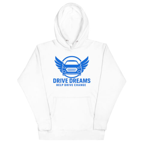 Unisex Hoodie White – Blue Logo